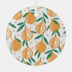 Fruity Stamps: Seamless Vintage Textured Pattern Glass Tree Decoration