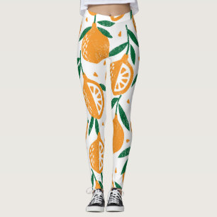 Fruity Stamps: Seamless Vintage Textured Pattern Leggings