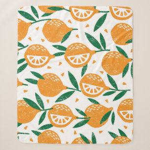 Fruity Stamps: Seamless Vintage Textured Pattern Sherpa Blanket