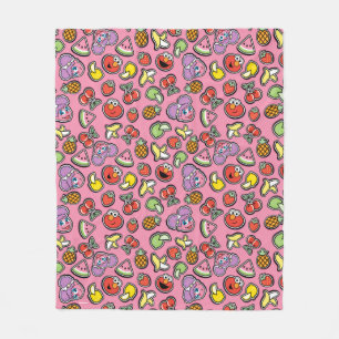 Fruity Sticker Elmo & Abby Cadabby Pattern Fleece Blanket