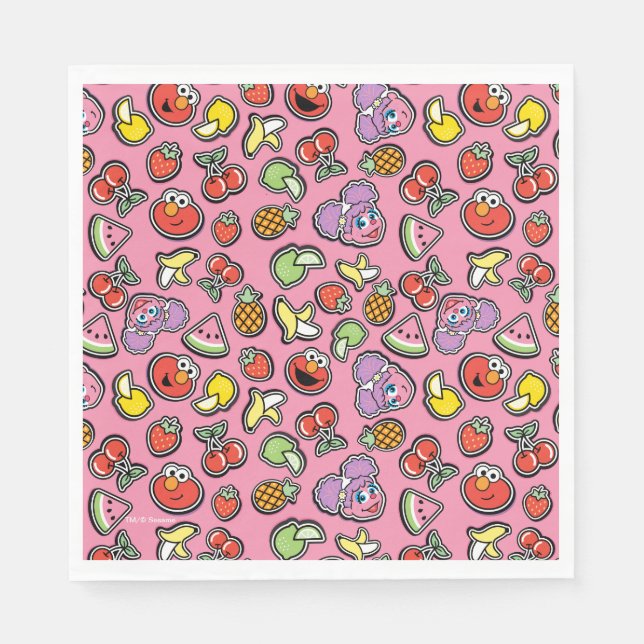 Fruity Sticker Elmo & Abby Cadabby Pattern Napkin (Front)