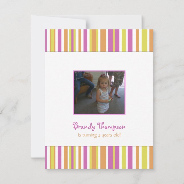 Fruity Stripes Birthday Party Invitation (Front)