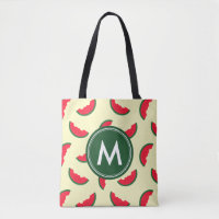 Fruity Summer Red Watermelon Pattern Monogram