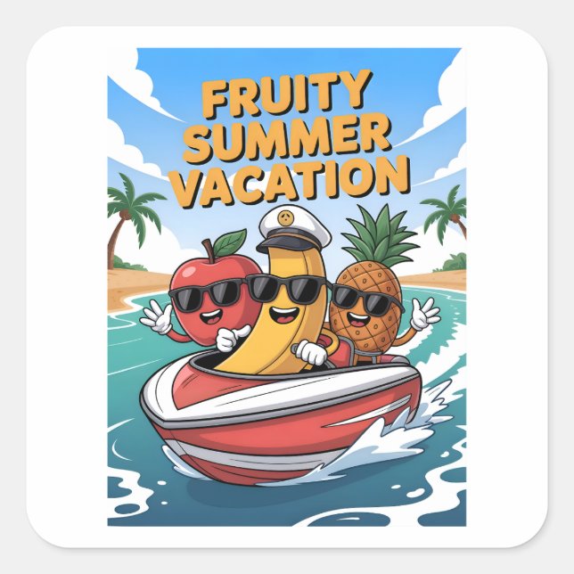 Fruity Summer Vacation  Square Sticker (Front)
