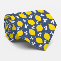 Fruity Summer Yellow & Blue Lemon Neck Tie