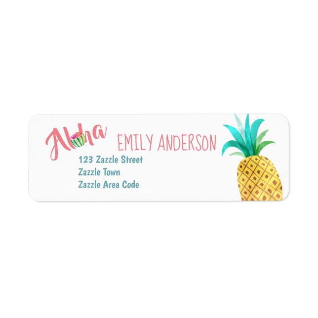 Fruity Tropical Address Label Watermelon Pineapple (Front)