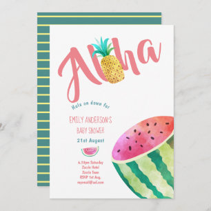 Fruity Tropical Baby Shower Invites Melon ALOHA