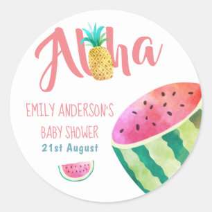 Fruity Tropical Baby Shower Stickers Melon ALOHA