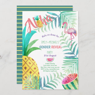 Fruity Tropical GENDER REVEAL Invites Flamingo