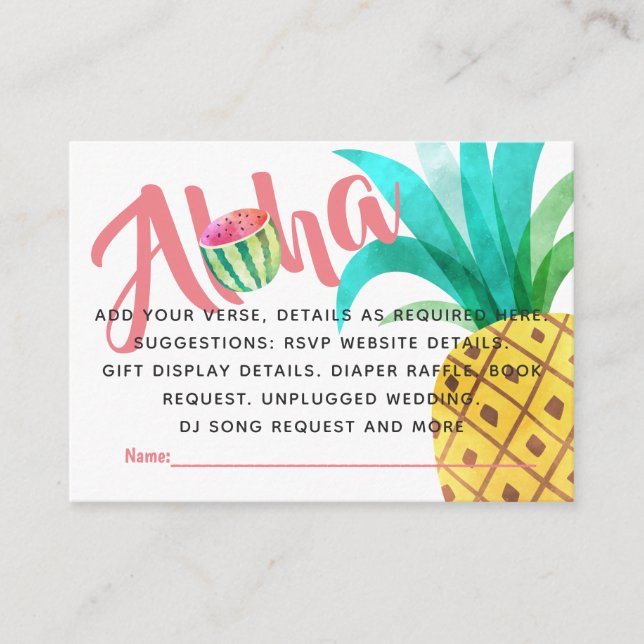 Fruity Tropical Shower Details Insert - Wording (Front)