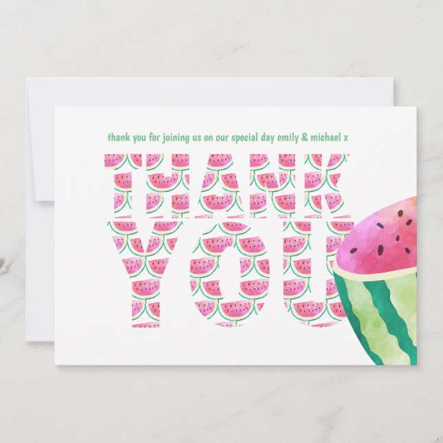 Fruity Tropical THANK YOU Watermelon Pineapple Card (Front)