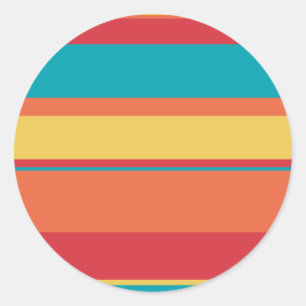 Fruity Tropical Tonal Stripes Classic Round Sticker