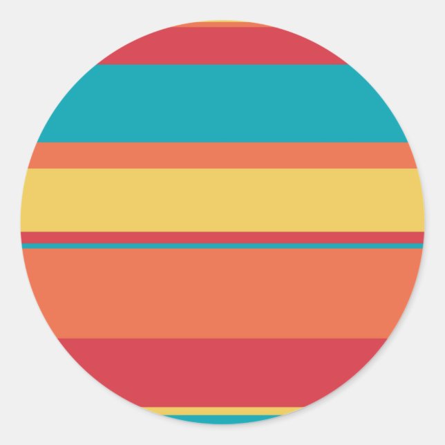 Fruity Tropical Tonal Stripes Classic Round Sticker (Front)
