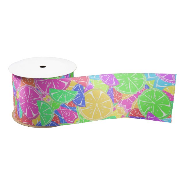 Fruity Tutti Colourful Fruit Slices Satin Ribbon (Spool)