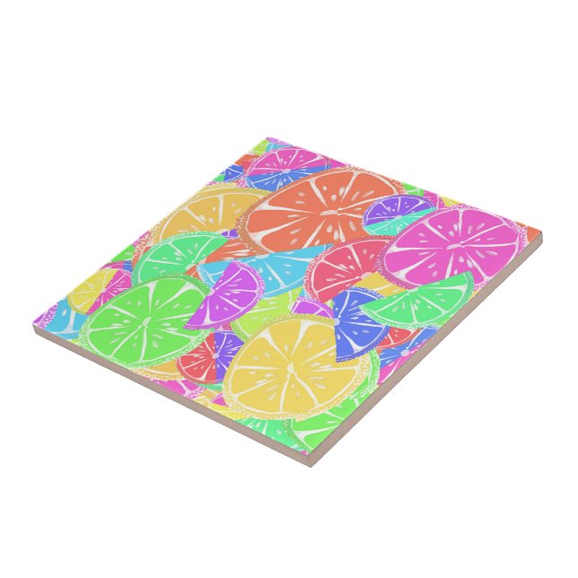 Fruity Tutti Colourful Fruit Slices Tile (Side)