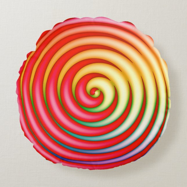 Fruity Twirl Round Throw Pillow (Front)