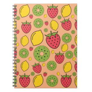 Fruity wallpaper: strawberries, lemons, kiwis. notebook