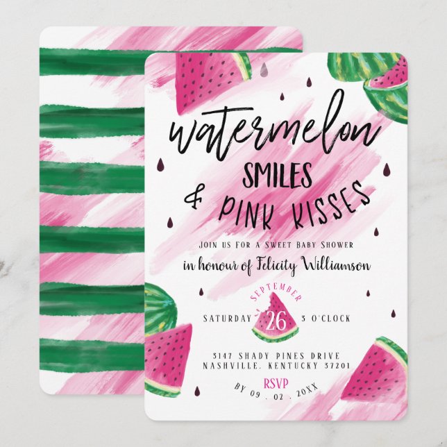 Fruity Watermelon | Girl Baby Shower Invitation (Front/Back)