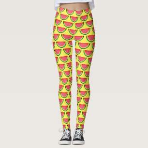 Fruity watermelon slice print leggings for summer