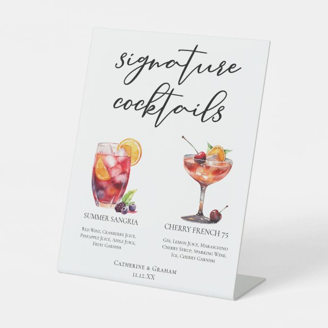 Fruity Wedding Signature Cocktails Menu Pedestal Sign (Front)