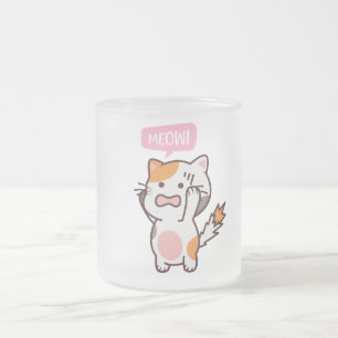 frustrated cute cat design buy now frosted glass coffee mug