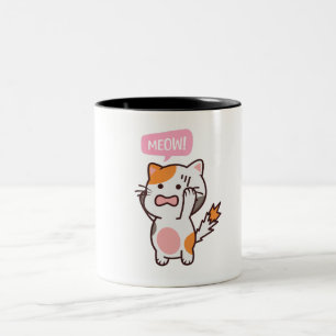 frustrated cute cat design   buy now  Two-Tone coffee mug