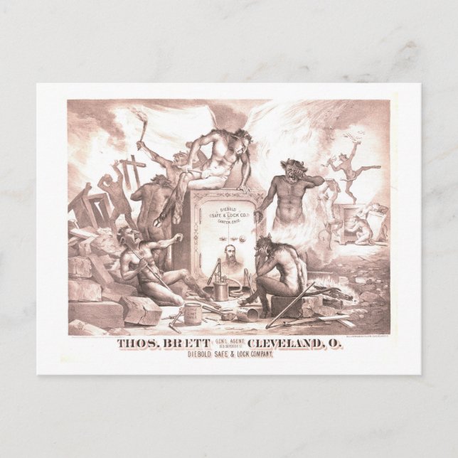 Frustrated Demons/Devils with Diebold Safe Postcard (Front)