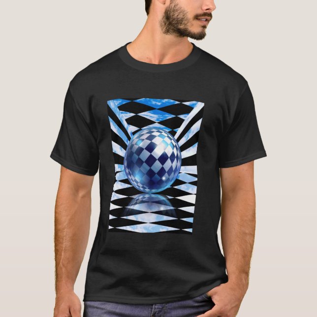 Frutiger Aero Aesthetic Tech Chequered Room Orb Sk T-Shirt (Front)