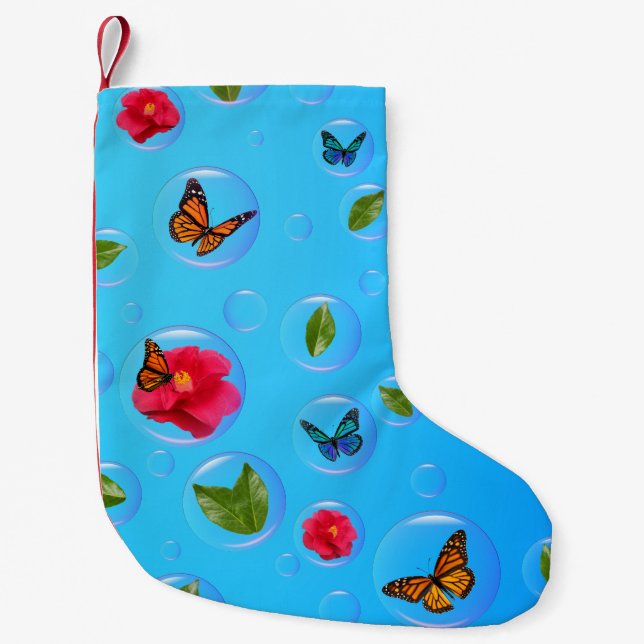 Frutiger Aero Butterfly Bubbles Christmas Stocking (Front)