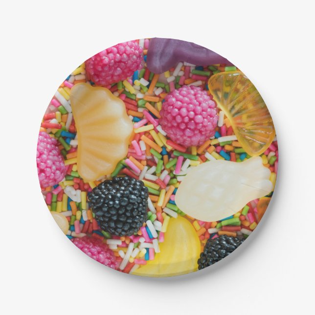 Frutti tutti candy fruit and sprinkle pattern  paper plate (Front)