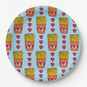 Fry Day I'm in Love   Punny Cartoon French Fries S Paper Plate