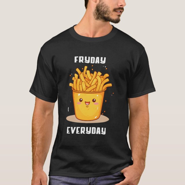 Fryday Friday Everday Pompom Cute Kawaii Potato Ch T-Shirt (Front)