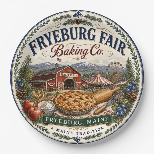 Fryeburg Fair Baking Co. Maine Melamine Plate (Front)