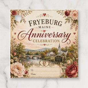 Fryeburg Maine Anniversary Celebration Square Gift Favour Tags