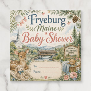 Fryeburg Maine Baby Shower Square Gift Tags