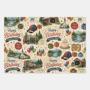 Fryeburg Maine Birthday Celebration Wrapping Paper