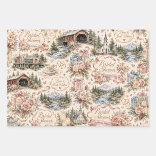 Fryeburg Maine Bridal Shower Wrapping Paper Sheet