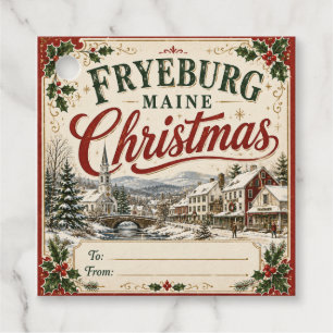 Fryeburg Maine Christmas Square Gift Tags