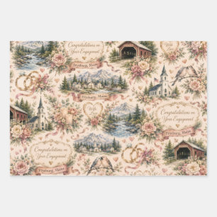 Fryeburg Maine Engagement Celebration Wrapping Paper Sheet