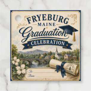 Fryeburg Maine Graduation Celebration Square Gift Favour Tags