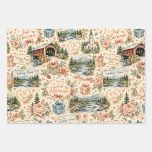 Fryeburg Maine Just Because Wrapping Paper Sheet