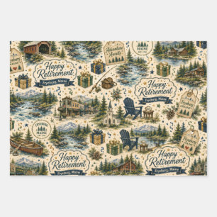 Fryeburg Maine Retirement Celebration Wrapping Paper Sheet