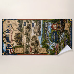 Fryeburg Maine Through the Years Heritage Beach Towel