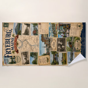 Fryeburg Maine Through the Years Vintage Postcard Beach Towel
