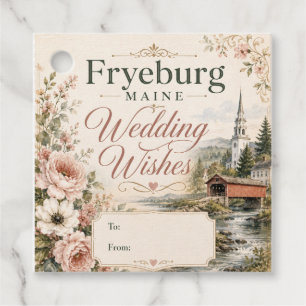 Fryeburg Maine Wedding Wishes Square Gift Tags