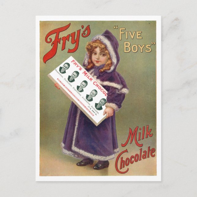 Fry's "Five Boys" Milk Chocolate Ad Sign Postcard (Front)