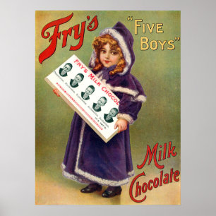 Fry's Five Boys Milk Chocolate Vintage Poster