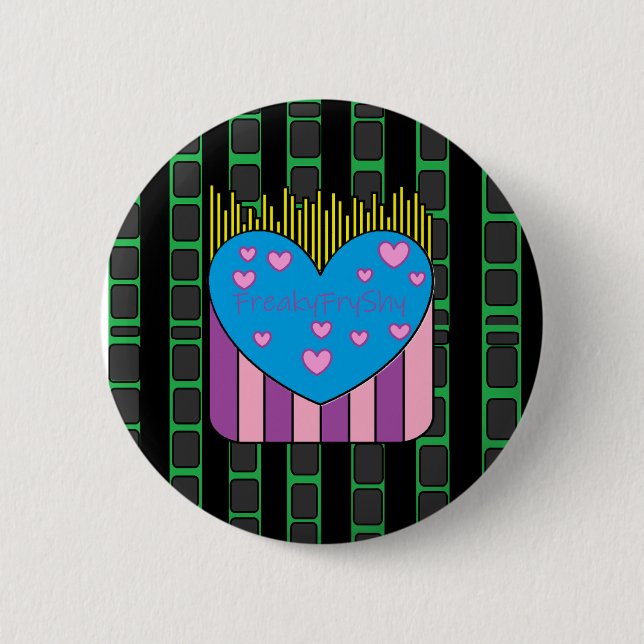 FryShy Green and Black Button  (Front)