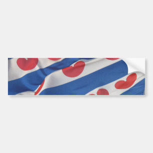 Fryslan Frisian Flag Bumper Sicker Friesland Vlag Bumper Sticker