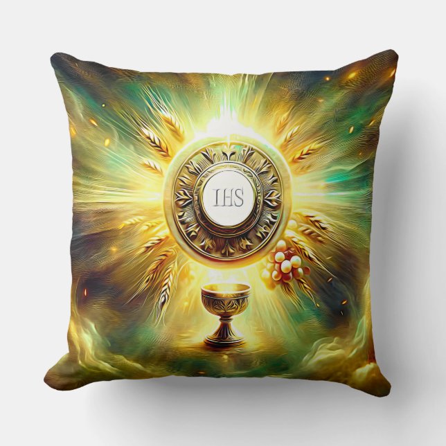 FS Communion Host and Chalice Expressionist Effect Cushion (Front)